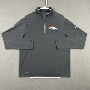 Denver Broncos Nike Pullover Men L Gray Dri Fit Quarter Zip On Field Apparel NFL - Picture 1 of 14