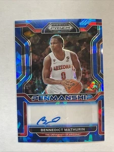 2022 Prizm Draft Picks BENNEDICT MATHURIN Penmanship AUTO Blue Ice /75 - Picture 1 of 10