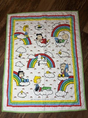 "Manta de cuna de bebé vintage Peanuts United Syndicate 43"" X 33""" Foto 1 de 3