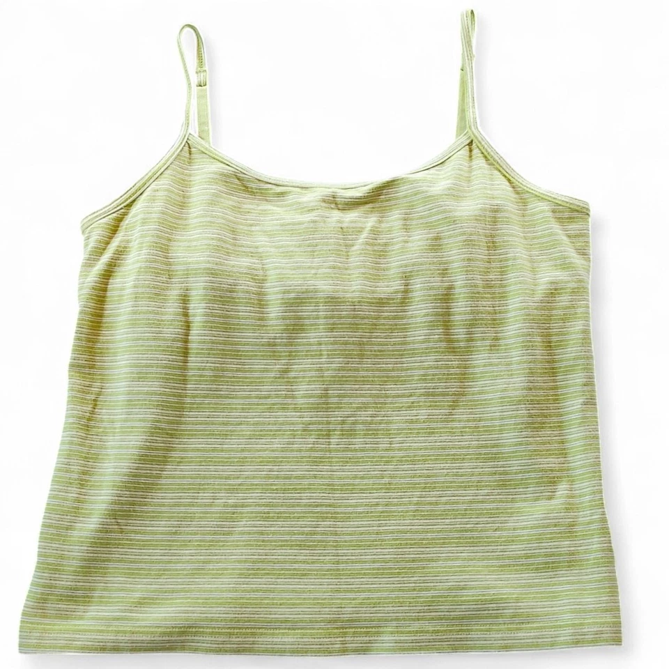 Sujetador sin mangas vintage Eddie Bauer Y2K Cami verde salvia rayas capa M BTS Foto 1 de 4