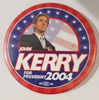 2004 ДЖОН КЕРРИ для президентской кампании заколка кнопка Union этикетка жук 3» - Изображение 1 из 4