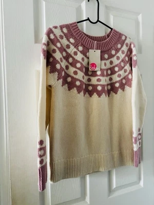 ¡NUEVO! Suéter Boden Ivory Lavender Fair Isle (talla mediana) Foto 1 de 3
