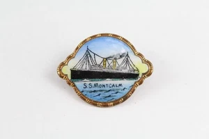 Enamel Hand Painted SS Montcalm Pin Badge Naval Ship 8g - Picture 1 of 5