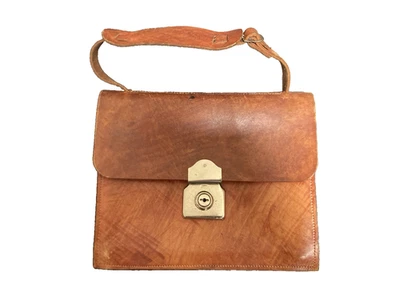 Ancien sac à main en cuir vintage marque a identifier - Photo 1/4