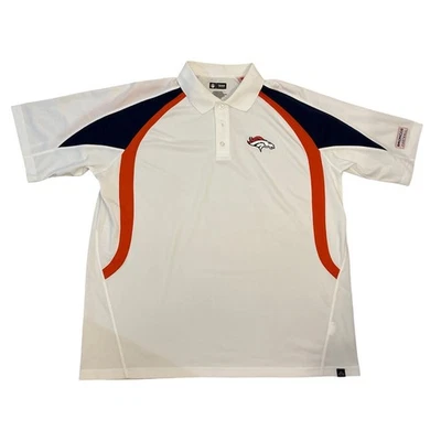 2013 Denver Broncos Football NFL Team apparel 2xL polo white orange blue  - Image 1 of 4