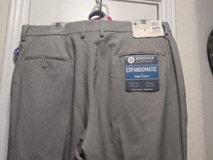 Haggar Expandomatic Classic Fit Pants 36W x 32L Oatmeal Comfort Waist Breathable - Picture 1 of 15