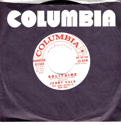 Jerry Vale:     Solitaire / Erroll Garner:  Solitaire "DJ COPY" 45 RPM 9769 - Image 1 of 3
