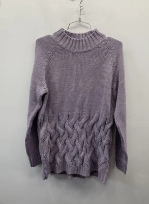 Simply Vera Vera Wang Women's Purple Chunky Knit Mock Neck Sweater Size L - Image 1 of 4