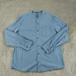 Fat Face Shirt Mens XL Blue Striped Cotton Band Collar - Picture 1 of 8