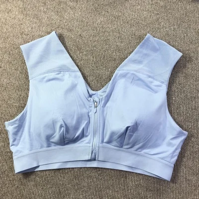 Tommie Copper Sports Bra Womens 3XL Light Blue Zip Front Shoulder Support Gym - Image 1 of 4