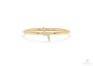 14k Gold Diamond Lightning Bolt Ring for Women | Elegant Jewelry Gift - Picture 1 of 5