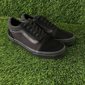 Vans Kids Old Skool Sneaker Shoe Triple Black Suede Canvas Size 3 Sk8 - Picture 1 of 12