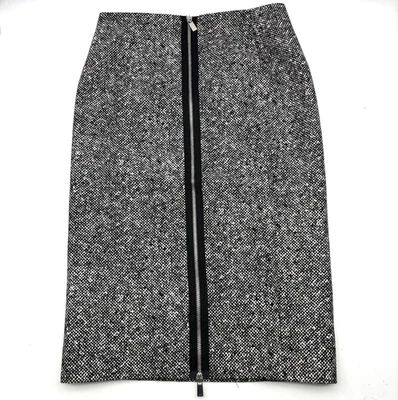 Falda lápiz Michael Kors negra blanca 100 % lana Virgil cremallera completa 4 28x26" Italia Foto 1 de 4