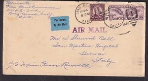 1930 Brief Long Beach CA nach W Sherwood Bell San Martino Krankenhaus Genua Italien - Bild 1 von 2