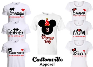 Birthday Boy Mickey Family Matching T-shirts. disney red Theme party shirts - Picture 1 of 7