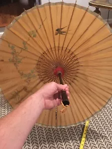 Original Vintage handgefertigt/bemalt Holz hawaiianisches Zubehör Regenschirm tropisch - Bild 1 von 12