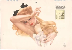 Original Vintage December 1944 VARGAS Pinup Calendar Girl Blonde - Picture 1 of 1
