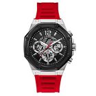 Guess Gw0263g3 Silver Tone Case Red Silicone Men's Watch