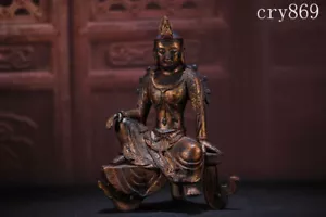 Estatua de Buda de Gandhara dorada de cobre puro de 10" antigua de China - Imagen 1 de 9