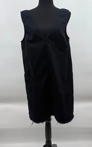 Free People Dress Women Medium Black Denim Skirtall Festival V Neck Sleeveless - Picture 1 of 12