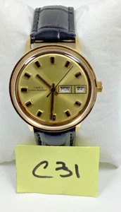 1972 Herren Timex Marlin 35MM Mechanical Day Date Gold Watch 268602772 Serviced - Bild 1 von 11