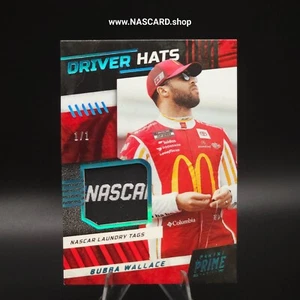 2023 Panini Prime Racing Driver Hats NASCAR Laundry Tages Bubba Wallace 1/1 - Picture 1 of 2