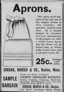 1891 Jordan Marsh & Co Aprons Original Print AD - Picture 1 of 1