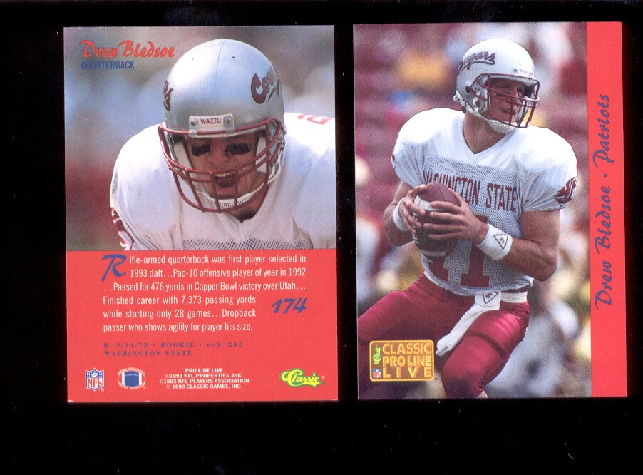 1993 Classic Pro Line Live DREW BLEDSOE New England Patriots Rookie Card - Image 1 of 1