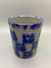 ELDRETH Pottery 1994 Signed Salt Glaze Cobalt Checkered Cup Lancaster PA