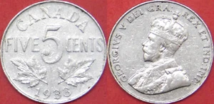 Canadá 1933 muy fino níquel rayado - Imagen 1 de 1