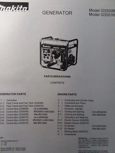Generatore centrale elettrica Makita benzina 4 tempi G3500R G3501 manuale catalogo ricambi - Foto 1 di 1