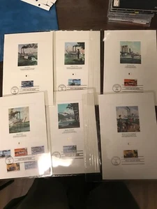US Scott 6 cards) FLEETWOOD PROOFCARDS FDC, Riverboats Set - Picture 1 of 12