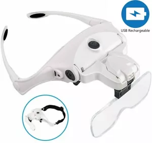 2 LED Auriculares de diadema Lámpara de cabeza Luz Joyero Lupa Lupa - Imagen 1 de 8