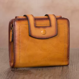 Genuine Leather Slim Bifold Wallet Women and Men Card Holder Small Wallet Purses - Picture 1 of 14