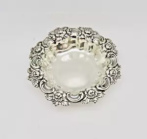**ART NOUVEAU ** 5-3/8" STERLING SILVER FRANK WHITING FLORAL BON-BON BOWL # 394 - Picture 1 of 4