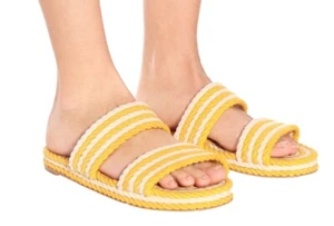 Zimmermann Rope Slide | Summer Beach / Pool, Yellow Stripe, Woven Straw Slides - Bild 1 von 5