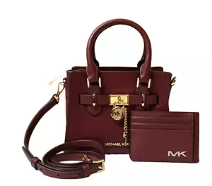 MICHAEL KORS HAMILTON XS MINI SHOULDER CROSSBODY BAG + WALLET SET DARK CHERRY - Picture 1 of 14