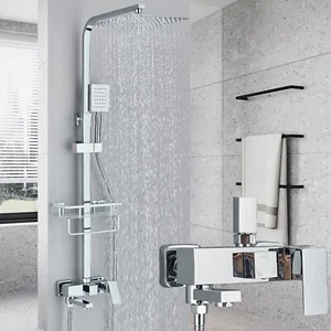 Edelstahl Duschset Duscharmatur Duschsystem Regendusche Mischbatterie Handbrause - Bild 1 von 13