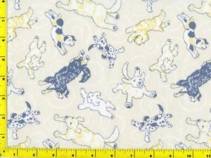 Happy High Jumping Puppies on Cream By The Yard CANDOG07320 - Picture 1 of 1