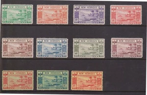 (F139-93) 1938 New Hebrides part set of 11 stamps 5c to 5/- MH (CR) (BX17)) - Foto 1 di 1