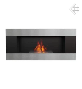Bio Ethanol Kamin DELTA 2 Edelstahl gebürstet schwarz HORIZONTAL Wandkamin - Bild 1 von 3