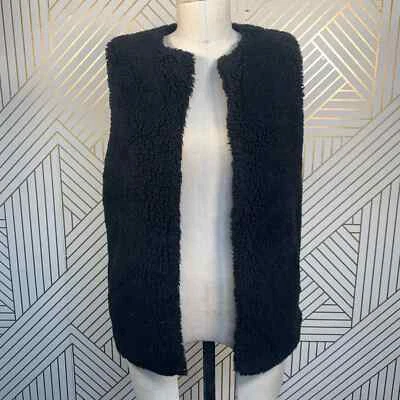 Chaleco polar Madewell negro de piel sintética difuso sin mangas de piel de oveja Sherpa talla S Foto 1 de 4