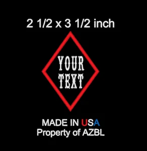 Custom Embroidered Patch Diamond Your Text Tag Biker MC Patch Embroidery Iron On - Picture 1 of 5