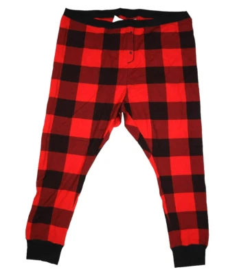 Pantalones de pijama de punto térmico estampado a juego azul marino antiguo rojo búfalo a cuadros unisex 4X Foto 1 de 4