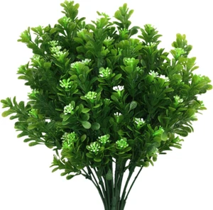 Artificial Shrubs, Plastic Plants Fake Bean Grass Simulation Greenery Bushes - Picture 1 of 12