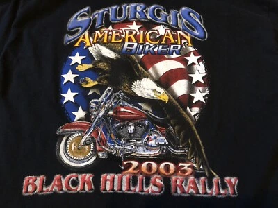 2003 Sturgis Black Hills Rally T Shirt Black Mens M Medium American Biker - Image 1 of 4