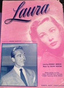 Laura Sheet Music Johnnie Johnston David Raksin Johnny Mercer Film Theme Melody - Bild 1 von 4