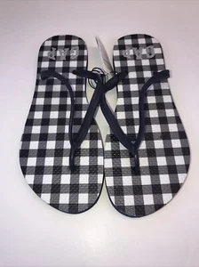 Gap Women’s Sandals Size 7/8 Flip Flops Blue Gingham Thong - Picture 1 of 6