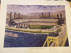 Pittsburgh Pirates PNC PARK Eröffnungstag 2001 Lithographie Druck 24” x 18” LESEN - Bild 1 von 14