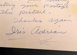 Iris Adrian handschriftlicher signierter Zettel und Umschlag 1959 - Bild 1 von 5